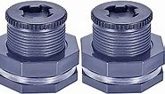 JoyTube 1/2” Female PVC Bulkhead Fitting with Plug Silicon Seal Gasket Water Tank Connector for 1-3/8 Inch or 1-1/2 Inch Hole Saw Rain Barrels, Aquariums (pack of 2)