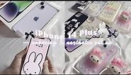 iPhone 14 plus unboxing (purple) | aesthetic setup & cute accessories🌷🎀
