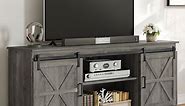 Dextrus Farmhouse TV Stand for 65 Inch TV, Entertainment Center with Sliding Barn Door, Wood TV Media Console, Rustic Grey