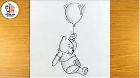 How to draw Winnie the pooh with balloons
