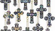 Remuuly 15 Pcs Butterfly Cross DIY Diamond Key Chain Double Sided Hanging Cross Diamond Art Ornaments Key Chain Accessories for Easter DIY Painting Craft Gift