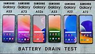Samsung A53 vs A73 vs A52s vs A33 vs A23 vs A72 Battery Drain Test | SHOCKING RESULTS