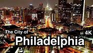 Philadelphia Skyline at Night Screensaver | City Drone Footage 4K