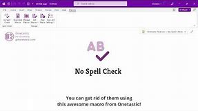 Remove red squiggles in OneNote