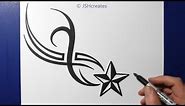 How To Draw a Shooting Star / Tribal Tattoo Design Style / JSHcreates