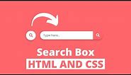 How To Make Search Box using HTML & CSS | Responsive Search Box Design