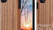 NeWisdom iPhone 11 Pro Cases, iPhone 11 Pro Wood Case, iPhone 11 Pro Case, Soft Wooden Non Slip Slim Shockproof Unique Designed TPU Silicon Cover - Sandalwood
