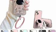 6d Plating Astronaut Hidden Stand Case Cover for iphone, 6 Colors with Bracelet for iphone13/13Pro/13ProMax/1Mini (for iPhone 13, Pink)