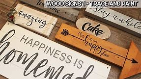 DIY Wood Signs Home Decor - Trace and Paint