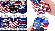 Tenceur Christmas Military Veteran Gifts Patriotic Gift American Flag Bottle Cooler Sleeves Collapsible Insulator Reusable Can Bottle for Veterans Day Memorial Day, 12 oz