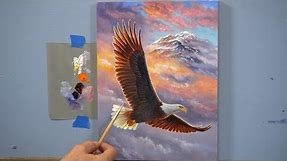 Flying AMERICAN BALD EAGLE Painting Timelapse | "Flying Free"