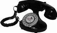 OPIS FunkyFon Cable: Antique Phone/Retro Phone/Old Phone/Retro Telephone/Rotary Dial Phone/Rotary Phone/Vintage Phone/Vintage Telephone/Antique Landline Phone (Black)