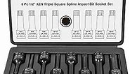 BILITOOLS 8-Piece Impact XZN Triple Square Spline Bit Socket Set 1/2 inch Drive, M5-M18, Cr-Mo Steel