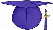 GradPlaza Adult Unisex Exquisite Matte Graduation Cap with Tassel 2022 Purple