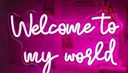 Welcome To My World Neon Led Sign, Letter Neon Signs for Wall Decor, Pink Neon Lights Signs with USB Powered for Bedroom, Wall Hanging Decor, Livingroom