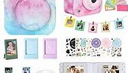 wogozan Accessories Kit for Fujifilm Instax Mini 12 Instant Camera Case+Album for Mini 3 Inch Film+Color Filters+Photo Album & Frames+Wall Hanging Frame+DIY Sticker (Blue Pink Watercolor)