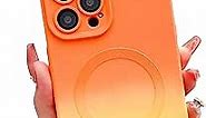 SobLn for Square iPhone 12 Pro Max Case Magnetic Gradient Color Compatible with MagSafe Silicone Slim Anti-Scratch Shockproof with Full Camera Lens Protection for Women Men Phone Case (Orange Yellow)
