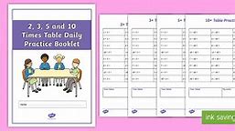 2, 3, 5 and 10 Times Table Daily Practice Booklet