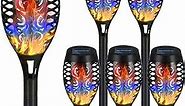Solar Tiki Torches for Outside, 6 Pack Solar Torch Light with Colorful Flickering Flame, Solar Lights Outdoor Garden Decor, Waterproof Solar Pathway Lights for Walkway Patio Path Yard Decorations