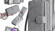 iPhone Xr Wallet Case - Wristband Mobile Wallet - Zipper Credit Card Cases Holder for Women Men, Travel Wallet Durable PU Leather Flip Strap Wristlet Card Holder Phone Wallet Case