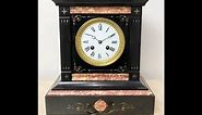 Antique French Slate with Marble Hammer Bell Chime Mantel Clock | Item# 2341 - Adelaide Clocks