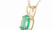 Oval Natural Emerald Pendant Necklace with matching Earrings