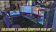 Coleshome L Shaped Computer Desk 66" with Storage Shelves Review & Test | Corner Gaming Desk