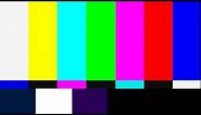 TV colour bars test card screen with sine tone in 4K