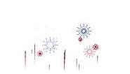 Fireworks over white background. 4th of July concept.