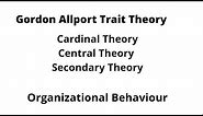 Gordan Allport trait theory of personality