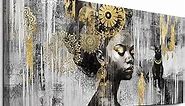 yiijeah African American Wall Art - Black Girl Wall Art Paintings for Wall - Graffiti Canvas Wall Art for Living Room Bedroom Office Decor - Colorful Black African Woman Picture Framed
