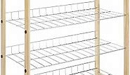 Whitmor 4 Tier Storage Organizer-Natural Wood and Chrome Closet, 4 Shelf