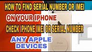 How To Find serial number or IMEI on your iPhone|Check iPhone imei or Serial number any APPLE device