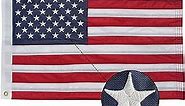American Boat Flag 12x18 Inch Made in USA - with Embroidered Stars Sewn Stripes and 2 Brass Grommets - Heavy Duty Nylon Marine US Flags for July 4 Decorations Outdoor