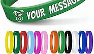 Personalized Silicone Wristbands Bulk with Text Message Custom Rubber Bracelets Customized Rubber Band Bracelets for Events, Motivation,Fundraisers, Awareness,Green