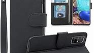 Double-N Samsung Galaxy A71 5G Case, PU Leather Wallet Case with Credit Card Holder Wrist Strap Shockproof Protective Cover for Samsung A71 5G Phone 2020 (Black)
