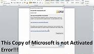 This copy of microsoft is not activated error solved