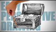 How to draw a pirate treasure chest - Easy Perspective Drawing 5