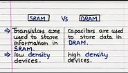 What is the difference between SRAM and DRAM? | SRAM vs DRAM | static Ram | dynamic Ram