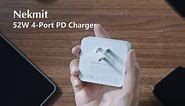 Nekmit USB C Charger, Thin Flat 52W 4-Port Fast Wall Charger with Two 20W Power Delivery and 2 Port for iPhone 14/14 Pro/14 Pro Max, Galaxy, Pixel, iPad Pro, AirPods More, Upgraded