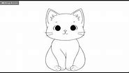 Cat vector illustration black and white cat coloring book or page for children