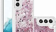 for Samsung Galaxy S22 Case,Glitter Bling Flowing Liquid Sparkle Case for Women Girls Clear Soft TPU Silicone Shockproof Protective Cover for Samsung Galaxy S22 Diamond Rose Gold YBWT