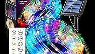 LED Solar Rope Lights Outdoor Waterproof, 50Ft Indoor/Outdoor Rope Lights for Outside, USB/Solar Powered, Remote Included, 8 Color Changing Light Modes, As Seen On Tv