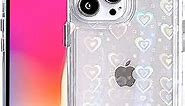 COOWEEK Heart Phone Case Compatible with iPhone 11 Pro Max,Clear Holographic Heart Laser Glitter Bling Case Glossy Bumper Protective Cover,6.5 Inch,Crystal Clear