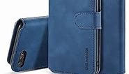 UEEBAI PU Leather Case for iPhone 6 Plus iPhone 6S Plus, Vintage Retro Premium Wallet Flip Cover TPU Inner Shell [Card Slots] [Magnetic Closure] Stand Function Folio Shockproof Full Protection - Blue