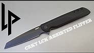 CRKT Matthew Lerch LCK assisted flipper black reverse tanto blade in GRN handles