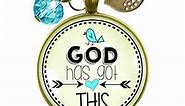 God Has Got This Necklace Christian Faith Bronze Pendant Jewelry Bird Blue Custom Chain