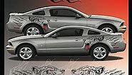 Angry Coyote 5 Ripping Side Graphic Vinyl Decal FITS on and Compatible with Ford Mustang (Any Color You Want)