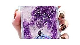 iFiLOVE for iPhone 14 Pro Max Eeyore Bling Liquid Case, Girls Boys Kids Women Cute Cartoon Sparkle Flowing Quicksand Glitter Case Cover for iPhone 14 Pro Max (Purple)