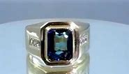 Vintage Estate 14k Men's Gold Ring with Diamonds & Gemstone